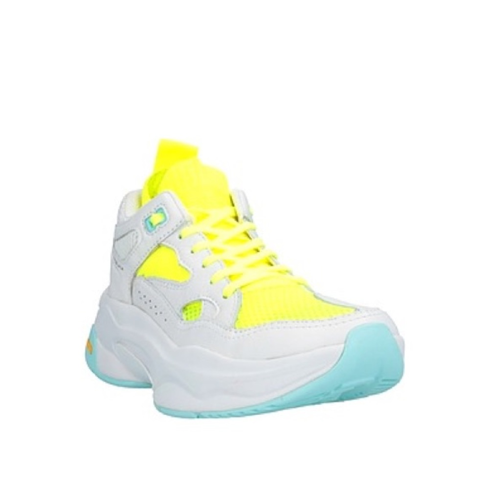 Brand Black Men’s Sneaker, white + hi visibility, vibram, size 11